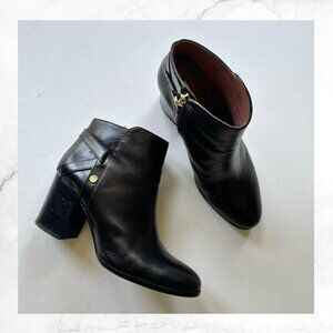 LOUISE ET CIE LO-ZANARA BLACK ANKLE LEATHER BOOTIES - SIZE 9.5M